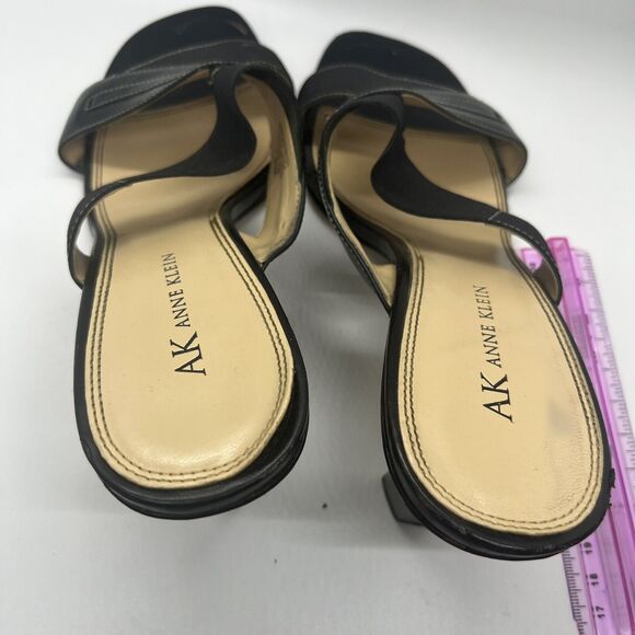 Anne Klein Machemist Stretch Sandal 8.5M Black Leather - Picture 5 of 10